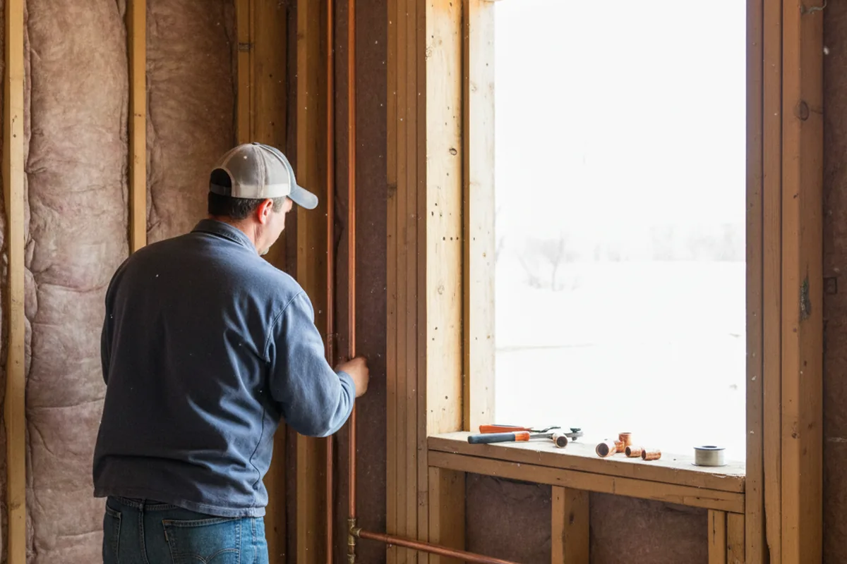 Licensed plumber running new copper supply lines in a Liberty Lake home