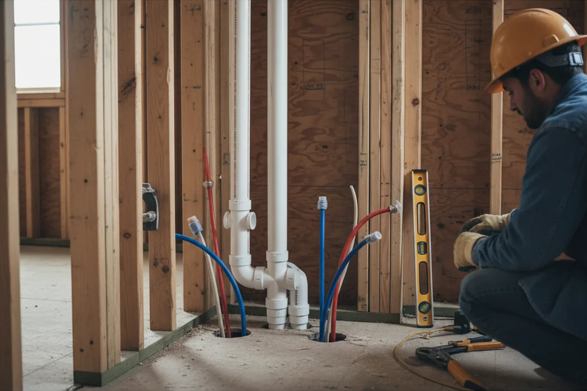 Drain and supply rough-in during Toilet Repair and Installation in Liberty Lake
